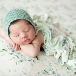 fond bean bag + wrap eucalyptus pour séance photo newborn et nouveau-né
