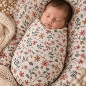fond + wrap fleuri pour séance photo newborn et nouveau-né