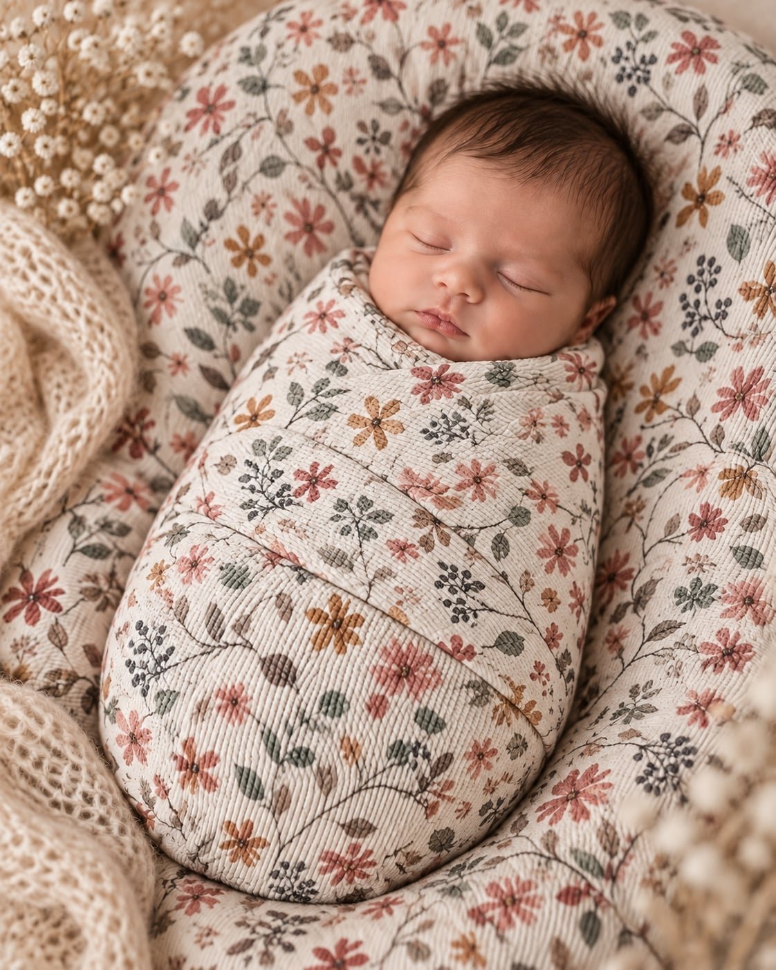 fond + wrap fleuri pour séance photo newborn et nouveau-né