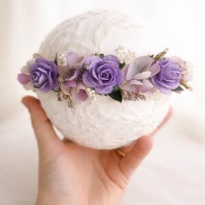 Mini halo Violetta fleuri fait main pour séance photo bébé et newborn
