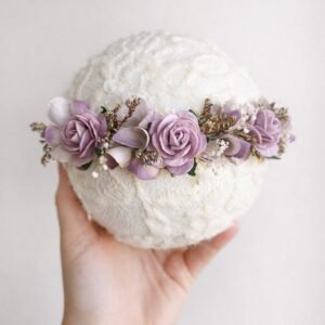Mini halo Lilas fleuri pour photographie nouveau-né et bébé
