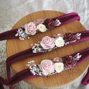 headband Ylona fleuri fait main pour séance photo bébé et newborn