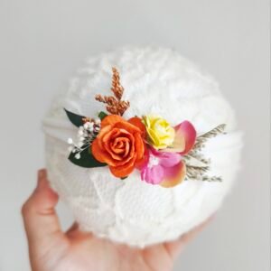headband Samantha fleuri fait main pour séance photo bébé et newborn